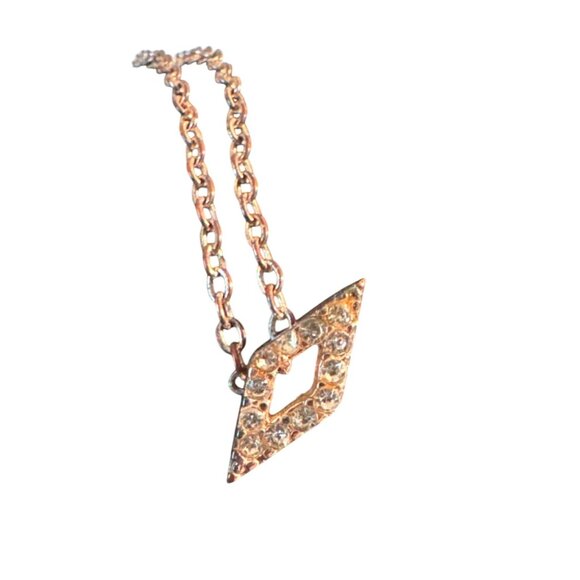 Dainty INC Womens Diamond Shape Pendant Necklace Gold-Tone Rhinestones 18" Chain - Picture 1 of 6